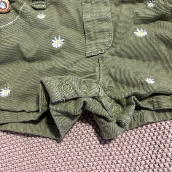 Olive Green Kids Dungaree Shorts - Picture 3 of 4